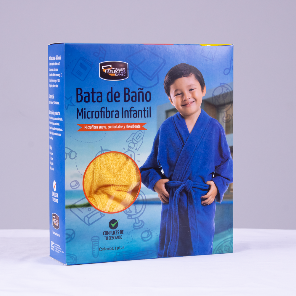 Bata de baño Microfibra Infantil Amarillo – Blancos Damec